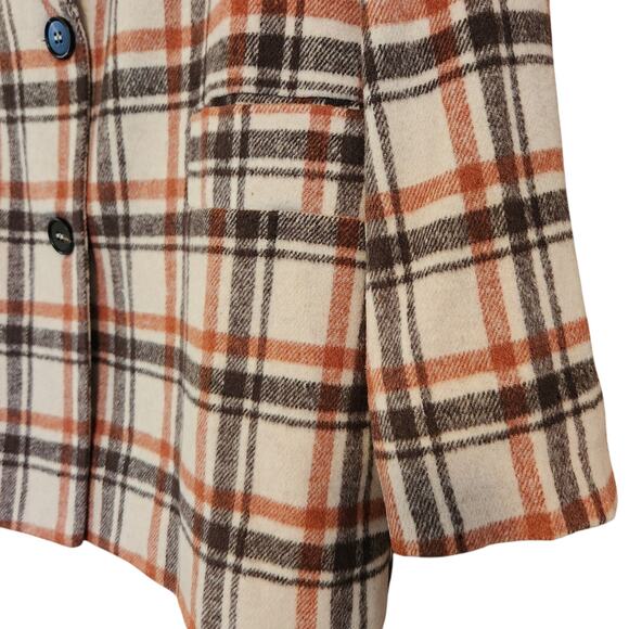 &merci Barn Coat Super Soft Plaid Jacket, Pea Coat style, 2 button Shacket Sz M - Picture 4 of 9